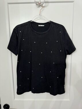 edgely ladies Black Crewneck Tee with Subtle Embellishment